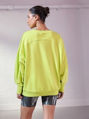 Lime Green Oversized Active Longline Relaxed Summer Crew Neck Sweatshirt - Image 4 of 7