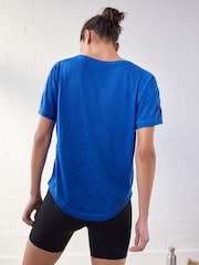 Blue Active Sports Short Sleeve V-Neck Top - Image 3 of 6