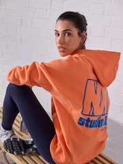 Coral Pink Oversized Relaxed Fit Active Longline Overhead Hoodie - Image 1 of 8