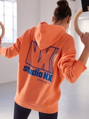 Coral Pink Oversized Relaxed Fit Active Longline Overhead Hoodie - Image 4 of 8