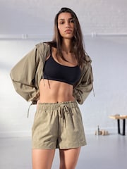 Khaki Camo Active Paperbag Shorts - Image 1 of 7