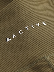 Khaki Green Active Sports Wrap Waist Cycling Shorts - Image 6 of 7