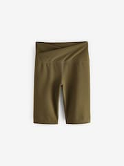 Khaki Green Active Sports Wrap Waist Cycling Shorts - Image 7 of 7