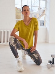 Yellow Active Sports Short Sleeve V-Neck Top - Image 2 of 7