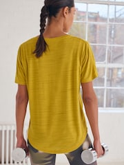 Yellow Active Sports Short Sleeve V-Neck Top - Image 4 of 7