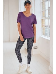 Purple Active Sports Short Sleeve V-Neck Top - Image 2 of 6