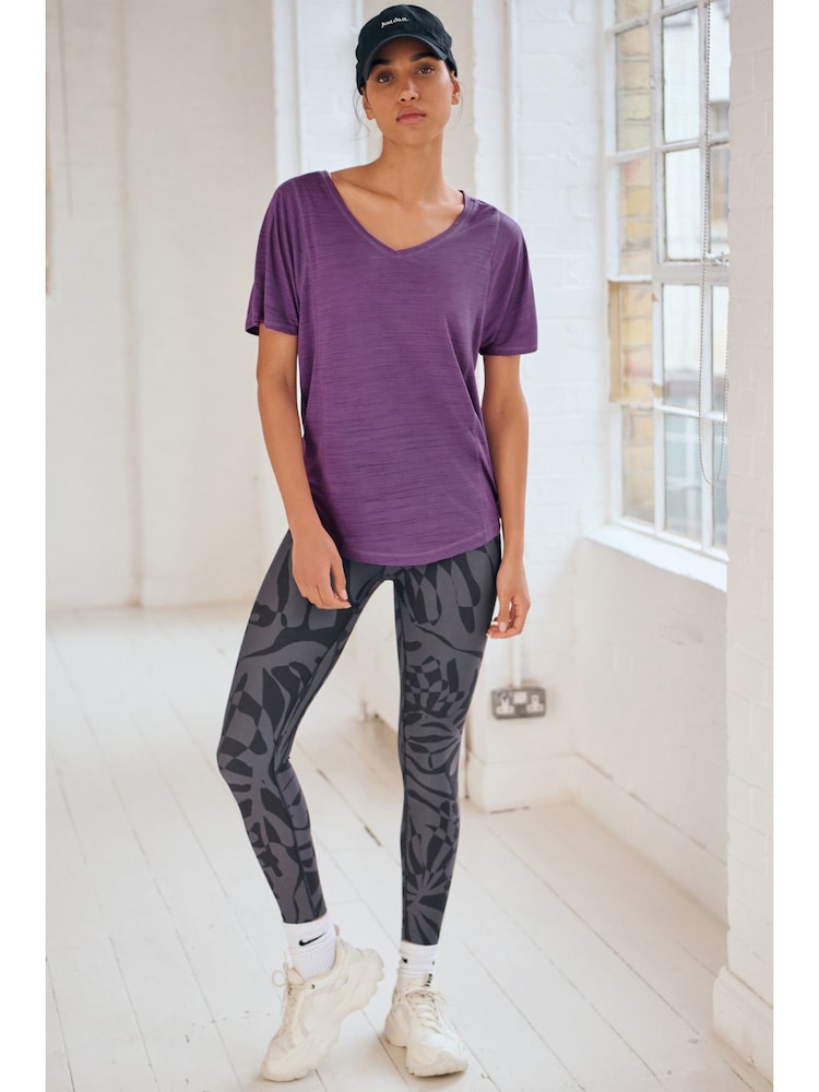 Purple Active Sports Short Sleeve V-Neck Top - Image 2 of 6