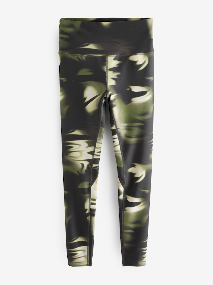 Khaki Green Print Active Yoga Leggings - Image 6 of 7