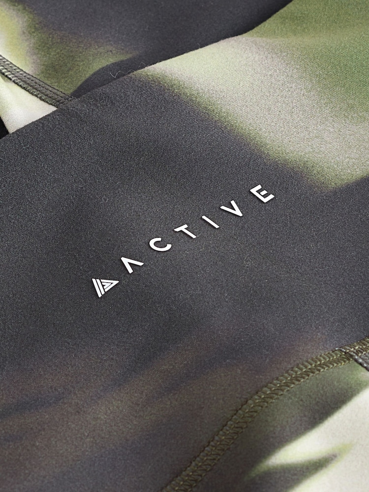 Khaki Green Print Active Yoga Leggings - Image 7 of 7
