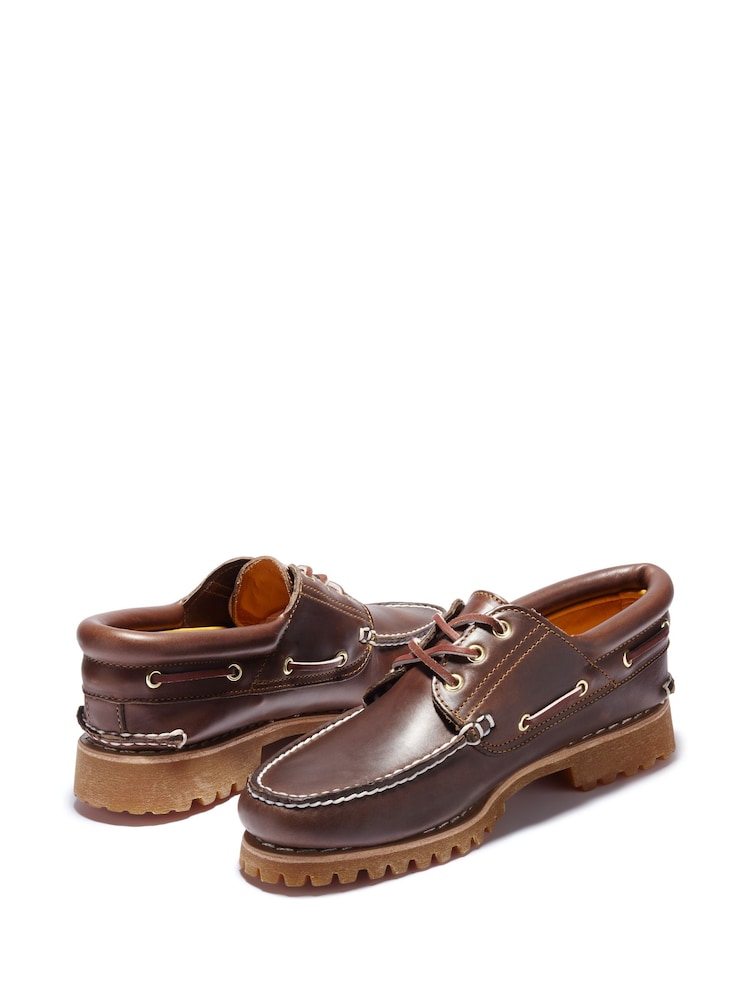 Timberland Brown 3 Eye Lug Boat Shoes - Image 5 of 8