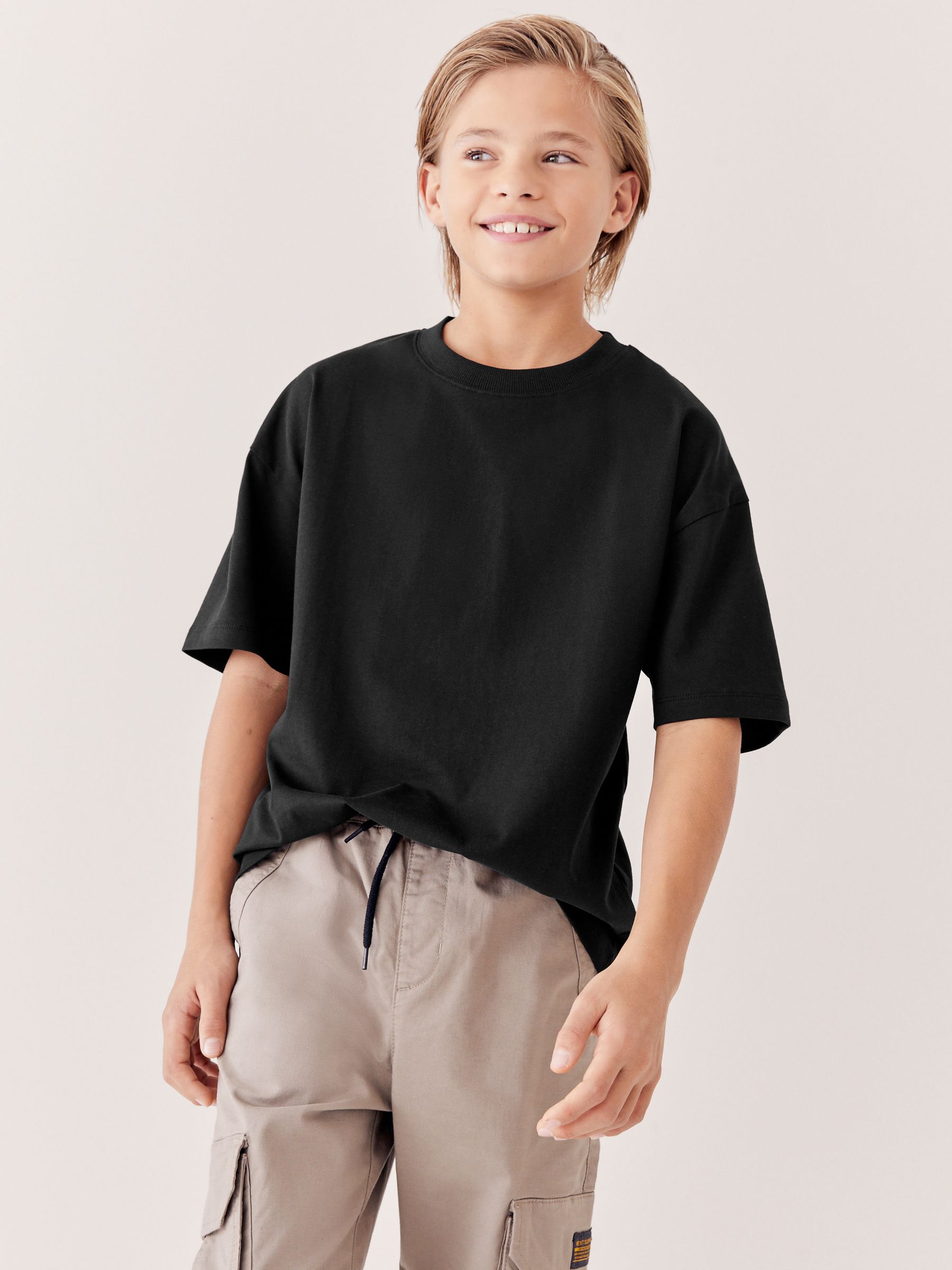 Buy Black Relaxed Fit Short Sleeve T-Shirt (3-16yrs) from Next USA