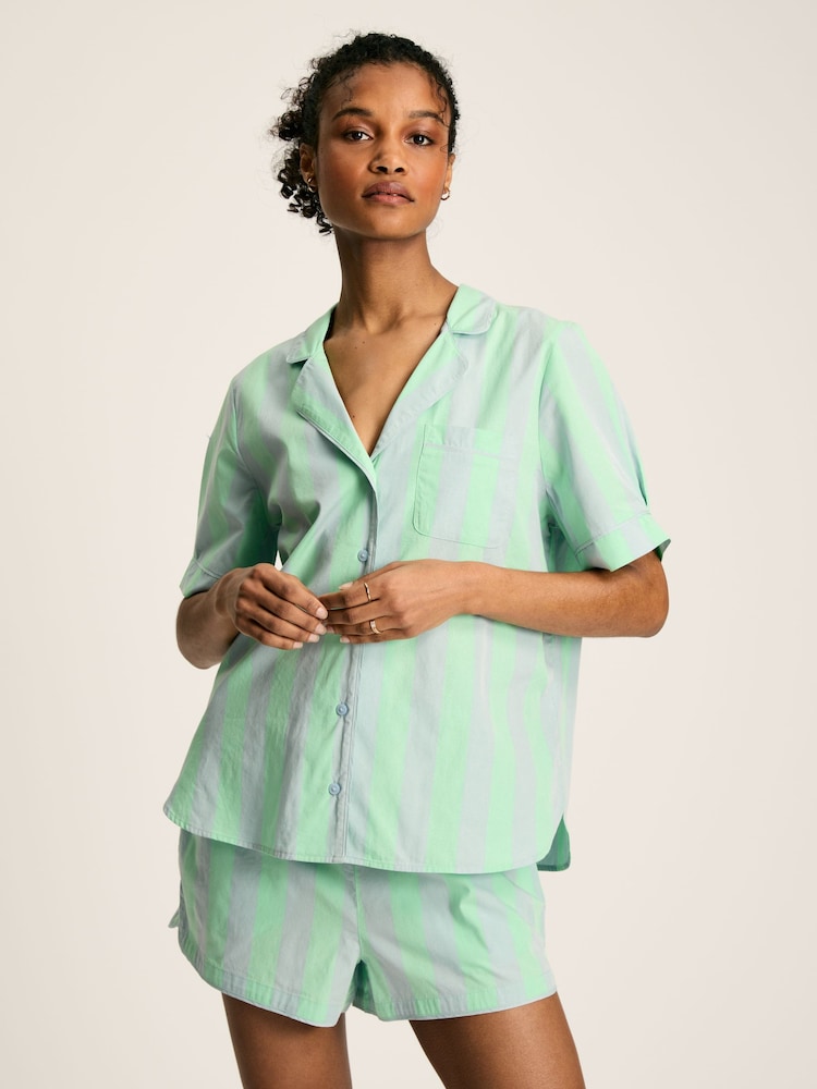 Joules Olivia Blue & Green Striped Pyjama Set - Image 1 of 7 Joules Olivia Blue & Green Striped Pyjama Set - Image 1 of 7