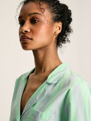 Joules Olivia Blue & Green Striped Pyjama Set - Image 4 of 7