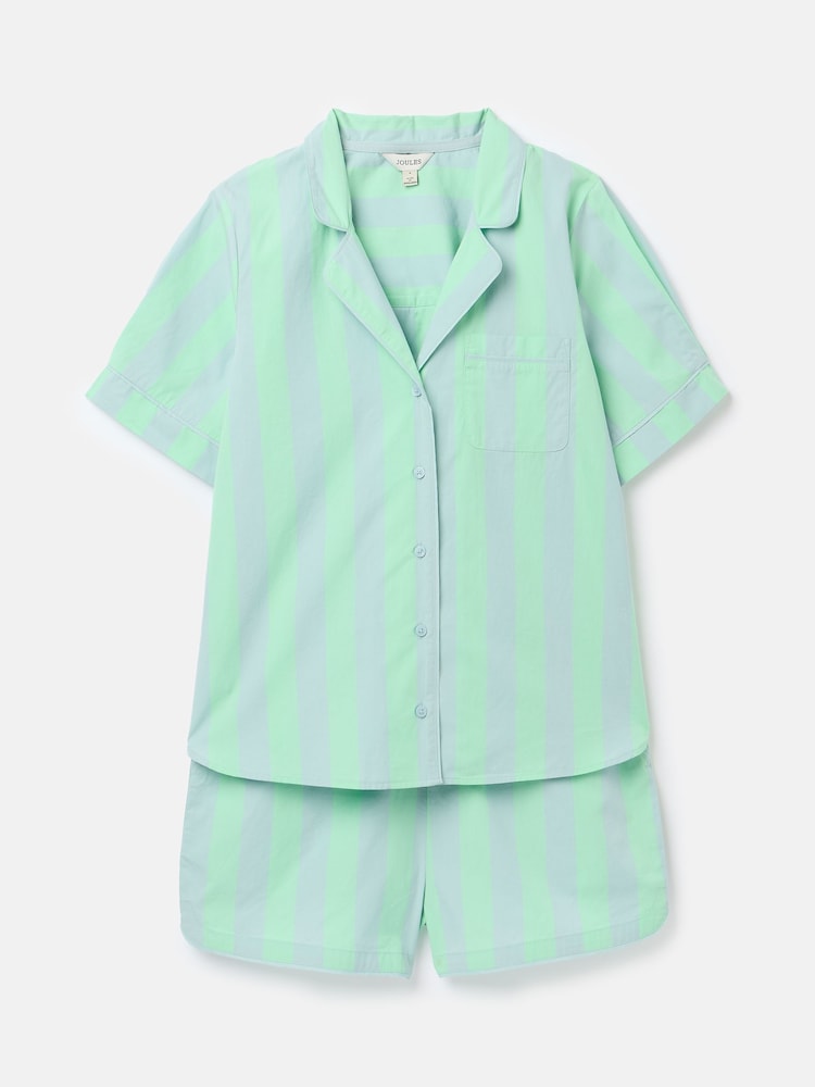 Joules Olivia Blue & Green Striped Pyjama Set - Image 7 of 7