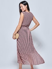 Jolie Moi Pink Pleated Chiffon High Low Maxi Dress - Image 2 of 5