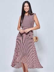 Jolie Moi Pink Pleated Chiffon High Low Maxi Dress - Image 3 of 5