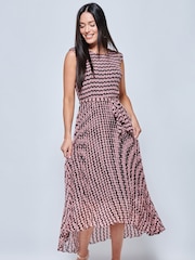 Jolie Moi Pink Pleated Chiffon High Low Maxi Dress - Image 4 of 5