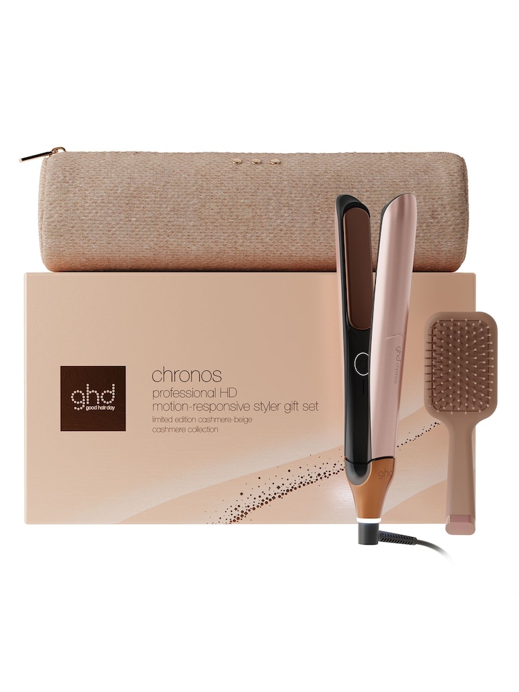 ghd Cashmere Beige Chronos Hair Straightener Festive Gift Set - Image 1 of 5 ghd Cashmere Beige Chronos Hair Straightener Festive Gift Set - Image 1 of 5