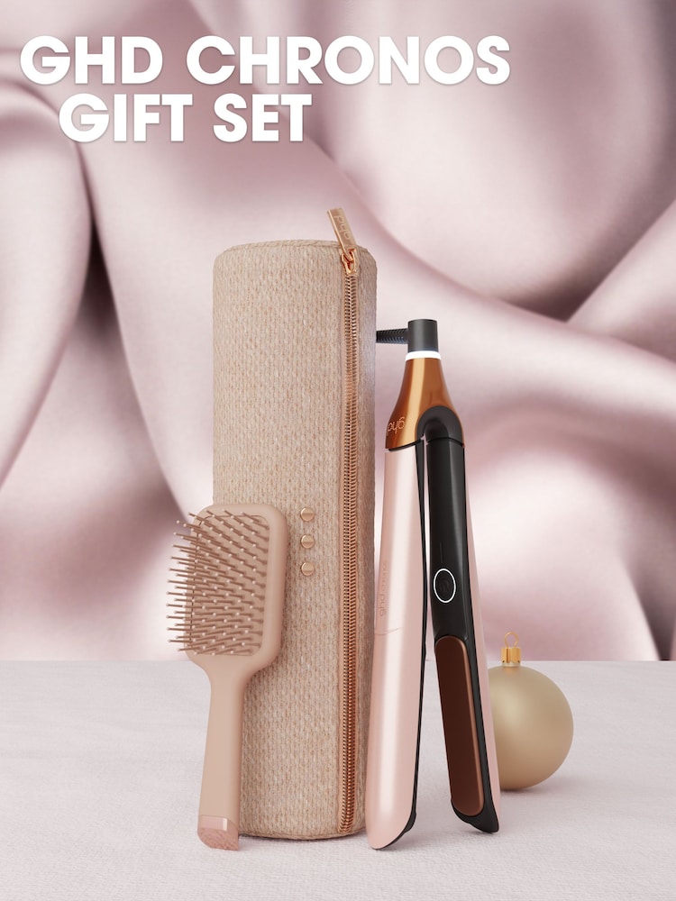 ghd Cashmere Beige Chronos Hair Straightener Festive Gift Set - Image 2 of 5 ghd Cashmere Beige Chronos Hair Straightener Festive Gift Set - Image 2 of 5