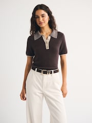 Abercrombie & Fitch Brown Capsule Short Sleeve Polo Shirt - Image 3 of 5