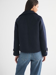 Abercrombie & Fitch Navy Carrie Wool Trench Coat - Image 2 of 7