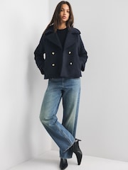 Abercrombie & Fitch Navy Carrie Wool Trench Coat - Image 4 of 7