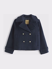 Abercrombie & Fitch Navy Carrie Wool Trench Coat - Image 5 of 7