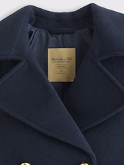 Abercrombie & Fitch Navy Carrie Wool Trench Coat - Image 6 of 7