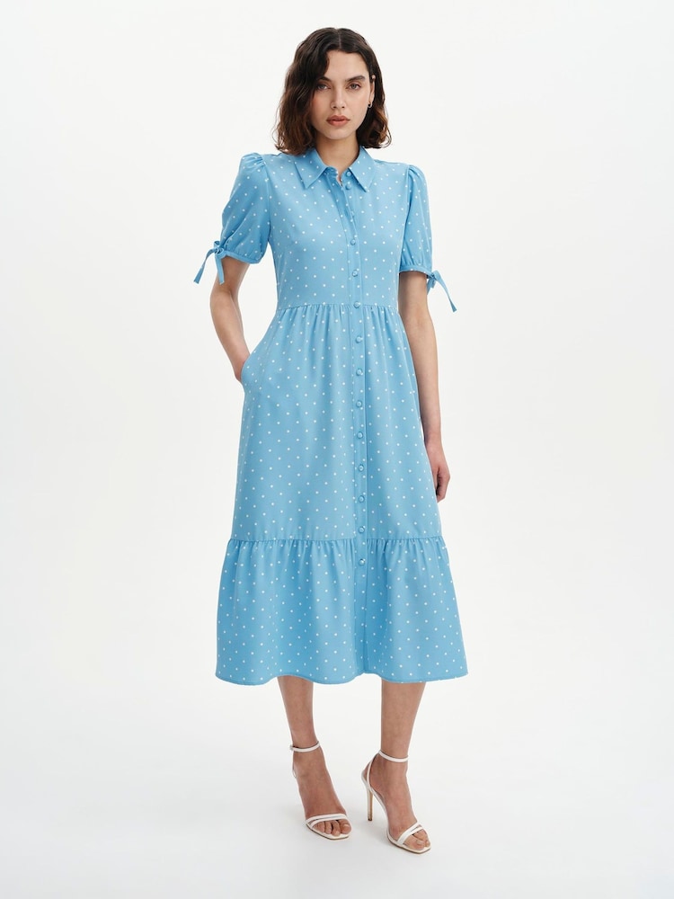 Finery Blue Petite Estee Midi Shirt Dress - Image 1 of 4