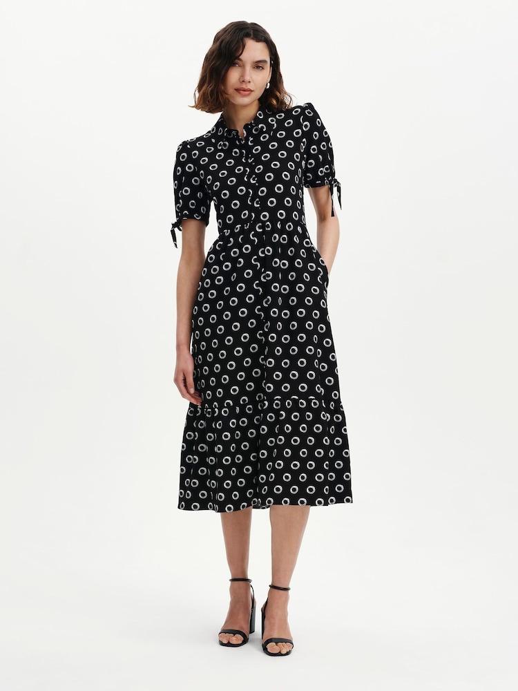 Finery Black Petite Estee Midi Shirt Dress - Image 1 of 4
