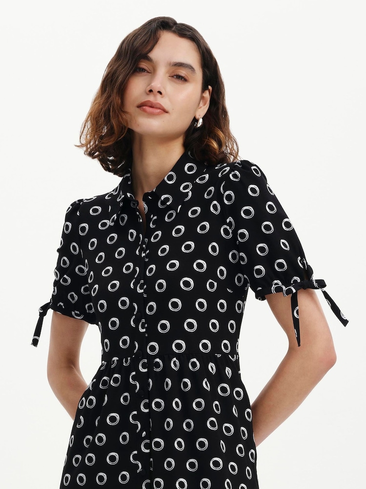 Finery Black Petite Estee Midi Shirt Dress - Image 2 of 4