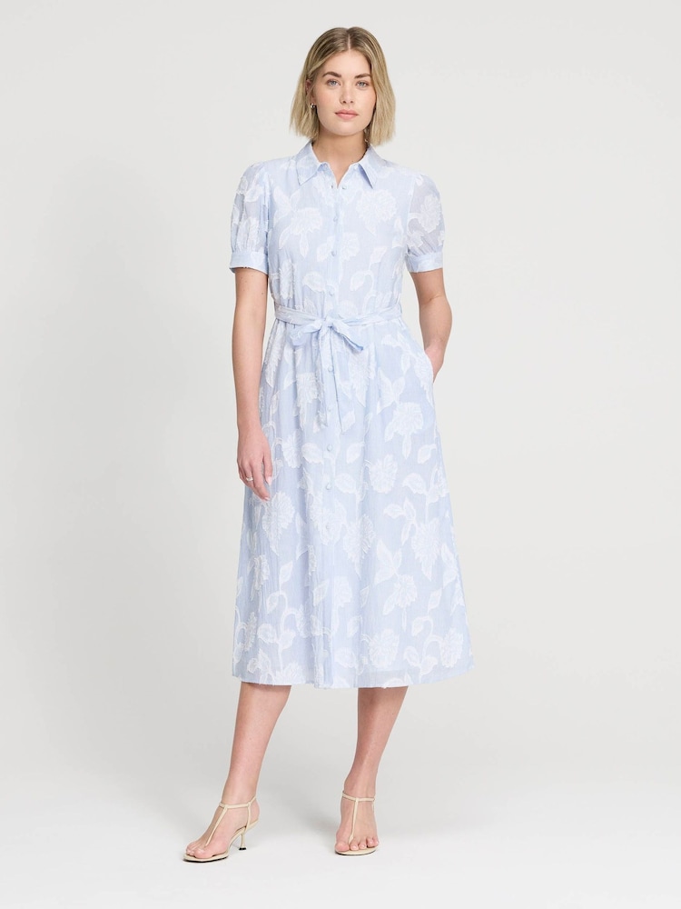 Finery Blue Petite Mariah Tie Waist Midi Shirt Dress - Image 1 of 4 Finery Blue Petite Mariah Tie Waist Midi Shirt Dress - Image 1 of 4