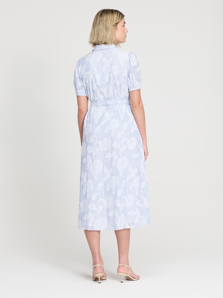 Finery Blue Petite Mariah Tie Waist Midi Shirt Dress - Image 4 of 4 Finery Blue Petite Mariah Tie Waist Midi Shirt Dress - Image 4 of 4