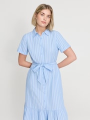 Finery Blue Aisling Stripe Cotton Midi Shirt Dress - Petite - Image 2 of 4