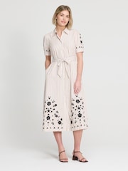 Finery Natural Daniella Cotton Embroidered Shirt Dress - Petite - Image 3 of 5
