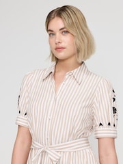 Finery Natural Daniella Cotton Embroidered Shirt Dress - Petite - Image 4 of 5