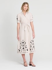 Finery Natural Daniella Cotton Embroidered Shirt Dress - Petite - Image 5 of 5