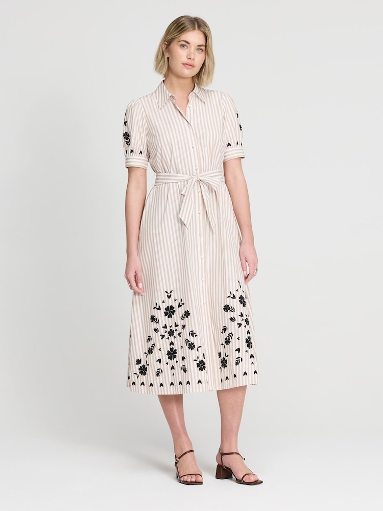 Finery Natural Daniella Cotton Embroidered Shirt Dress - Petite - Image 5 of 5 Finery Natural Daniella Cotton Embroidered Shirt Dress - Petite - Image 5 of 5