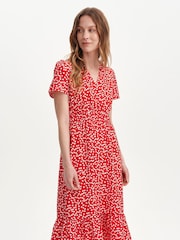 Finery Red Petite Deena Faux Wrap Midi Dress - Image 3 of 4