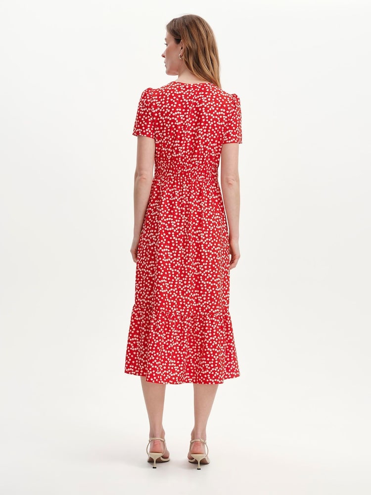 Finery Red Petite Deena Faux Wrap Midi Dress - Image 4 of 4