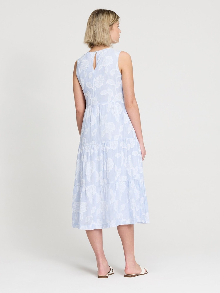 Finery Blue Hollie Sleeveless Tiered Midi Dress - Petite - Image 4 of 4 Finery Blue Hollie Sleeveless Tiered Midi Dress - Petite - Image 4 of 4