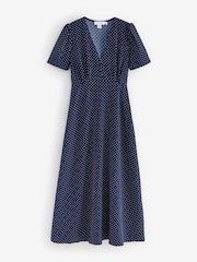 Finery Blue Petite Nieve V-Neck Midi Dress - Image 1 of 1