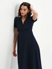 Finery Blue Petite Nieve V-Neck Midi Dress - Image 3 of 5