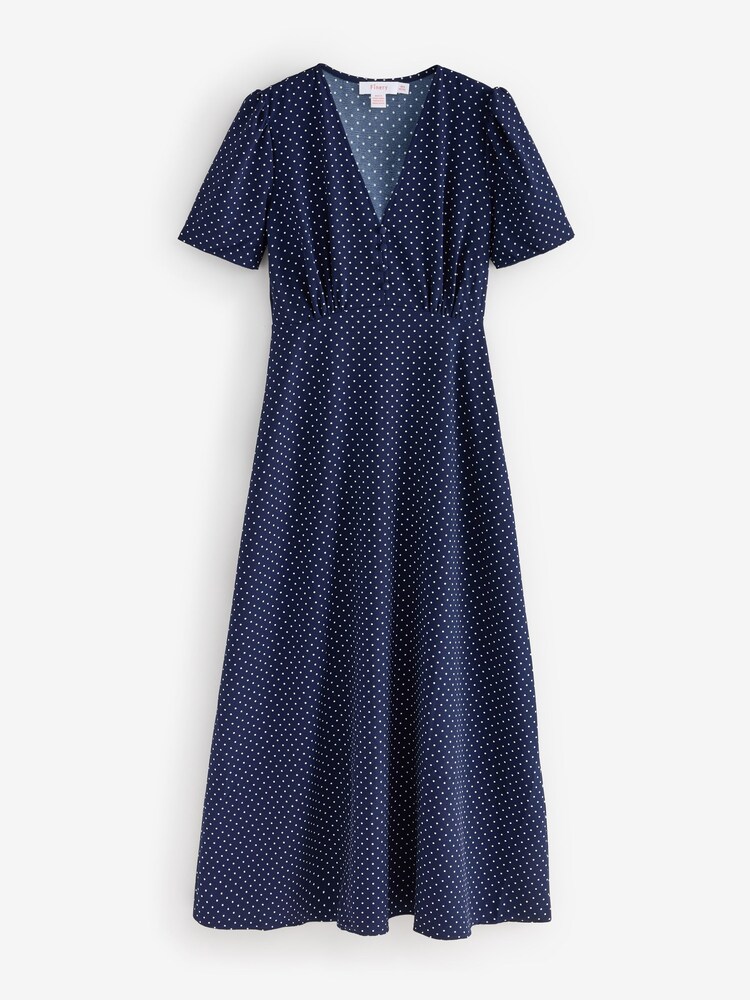 Finery Blue Petite Nieve V-Neck Midi Dress - Image 5 of 5