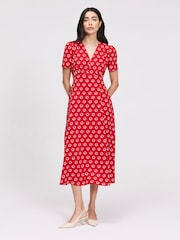 Finery Red Petite Nieve V-Neck Midi Dress - Image 1 of 4