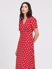 Finery Red Petite Nieve V-Neck Midi Dress - Image 3 of 4