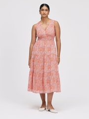 Finery Orange Shannon Cotton Tiered Midi Dress - Petite - Image 1 of 4