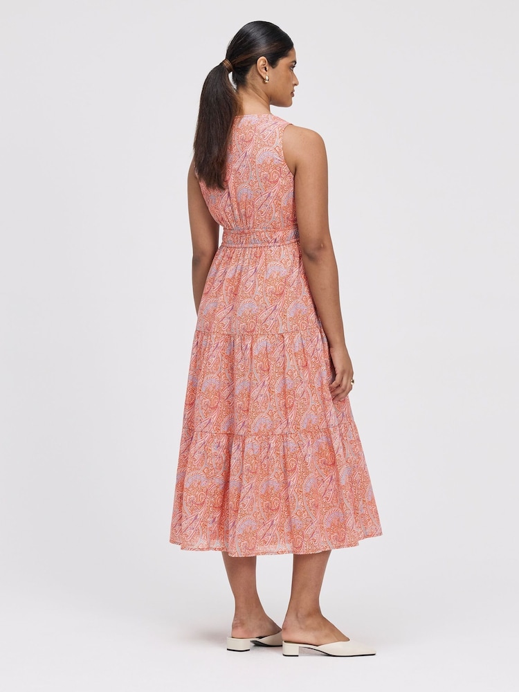 Finery Orange Shannon Cotton Tiered Midi Dress - Petite - Image 2 of 4 Finery Orange Shannon Cotton Tiered Midi Dress - Petite - Image 2 of 4