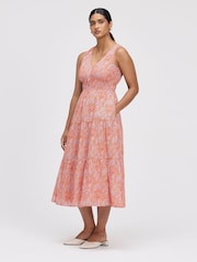 Finery Orange Shannon Cotton Tiered Midi Dress - Petite - Image 3 of 4