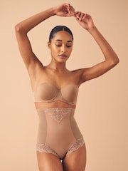 Neutral/Tan Brown Super High Waist Briefs Firm Tummy Control Shaping Briefs - Image 2 of 5